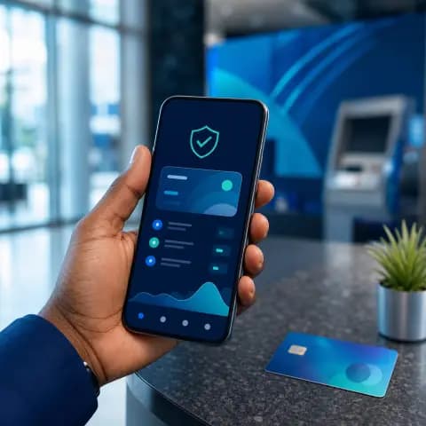 Mobile banking app displayed on a smartphone